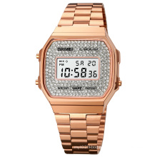 Latest luxury design good quality unisex wristwatch fashion brand Skmei 1808 rose gold stainless steel digital watches
